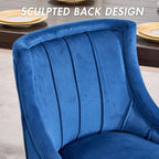 Hyfirm Dining Chairs Set of 2 – High-Back Upholstered Kitchen Chairs with Plush Fabric & Solid Wood Legs, Fully Wrapped Design in Navy Blue