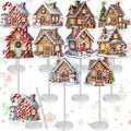 Geelin 10 Pcs Christmas Gingerbread Table Decoration Gingerbread House Decor Christmas Centerpiece for Tables Gingerbreads Theme Tabletop Gift for Xmas Holiday Desk Home Office Party Supplies Decor