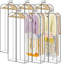 LANDNEOO 6 Pack Clear Garment Bags for Hanging Clothes with Zippers on Double Sides - 10'' Clothes Storage for Coat, Dress, and Fur in Closet - 60'' Long Suit Bags