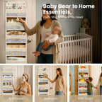 Easy Assembly Over The Door Organizer, 6 Shelves&10 Side Pockets, Heavy-Duty Reinforced Mesh Rack Holds 44lb, Hanging Behind Door Storage for Bathroom Pantry, Nursery, Closet, Shoes,Towels-Ivory White