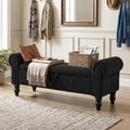 51.5" Corduroy Storage Bench, End of Bed Bench with Storage, Upholstered Bedroom Bench with Rolled Arm, Ottoman Bench for End of Bedroom, Living Room, Entryway (Black)
