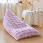 LIFEREVO Faux Rabbit Fur Stuffed Animal Bean Bag Storage (No Filler), Soft Waffle Bubble Beanbag Chair Cover for Cushion Home Decor, Furry Floor Lounger Plush Toys Organizer for Kids Girls, Lavender