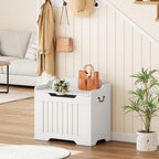 Garvee Storage Chest, 24.8" Wooden Storage Bench with Safety Hinge, Flip Top Blanket Chest Trunks, Supports 350 Lb, for Entryway, Living Room, Bedroom, White