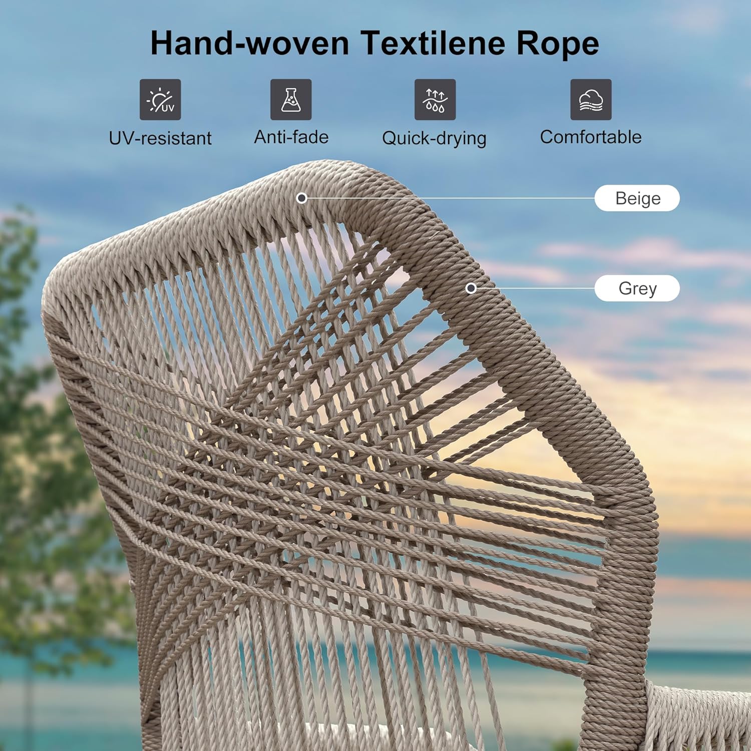 PURPLE LEAF 4 Pieces Counter Height Bar Stools Patio Boho Rattan Barstools Aluminum Woven Bar Chairs with Cushions for Outdoor Kitchen Island Garden
