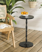 Round Side Table, Drink Table for Small Spaces, Vintage Accent Side Table, Pedestal End Tables for Bedroom, Living Room, Sofa Couch and Corners, Black