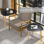 Bamboo Nesting Coffee Tables - Small Coffee Table for Living Room, Set of 2 Triangle End Table Modern Side Table for Bedroom Apartment Balcony Yard Small Spaces, (Black)