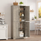 IDEALHOUSE Pantry Cabinet,70" Tall Kitchen Pantry Cabinet with 4 Doors and 3 Adjustable Shelves, Freestanding Cupboard, Modern Storage Cabinet for Bathroom, Dining Room, Living Room, Gray