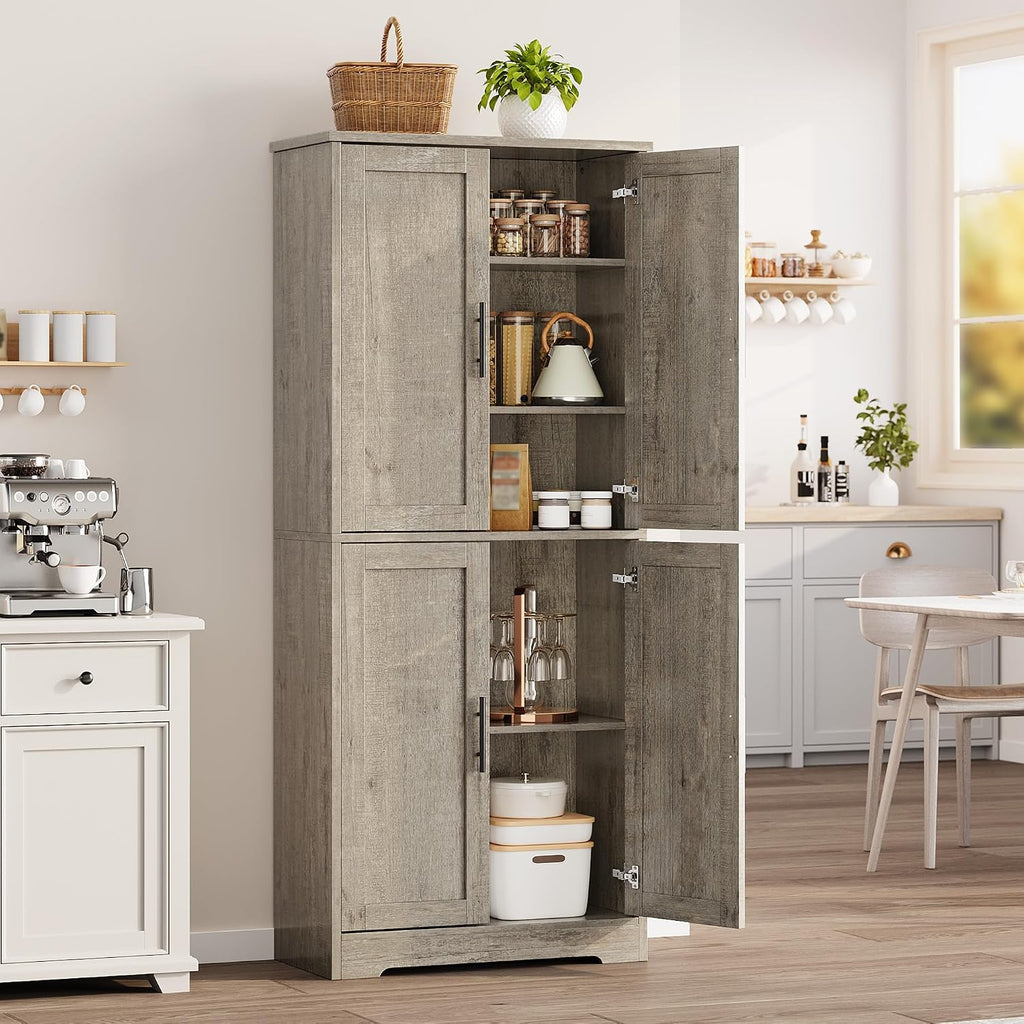 70" Tall Pantry Cabinet, Kitchen Pantry Storage Cabinets with 2 Door and 3 Adjustable Shelves, for Kitchen, Dining Room, Living Room and Bathroom