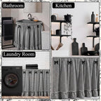 Tudomro Cabinet Curtains 56" x 28" Sink Skirt for Bathroom Kitchen Office Desk Black Ruffle Gingham Cabinet Curtains for Classroom Office Home Drape Under Desk Privacy Drape for Laundry Room