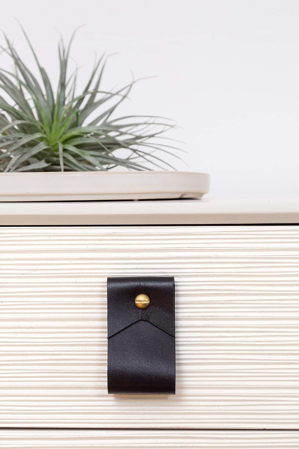 Leather and Brass Drawer Pull