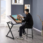 Yaheetech Drafting Table for Artists Art Desk Drawing Painting Studying Table w/Tilted Tabletop Art Craft Work Station for Adults Home Office School Use