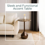 Marble Accent End Table for Home Decor - Decorative Small Table Stand for Bedroom Night Stand, Bedside, and Living Room Decor - Modern Side or Drink Table for Small Spaces - 20", Brown & Gold