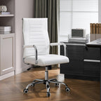 Yaheetech High-Back Office Desk Chair Executive Task Chair Management Chair PU Leather Chair Height Adjustable with Ergonomic Backrests for Conference and Home, White