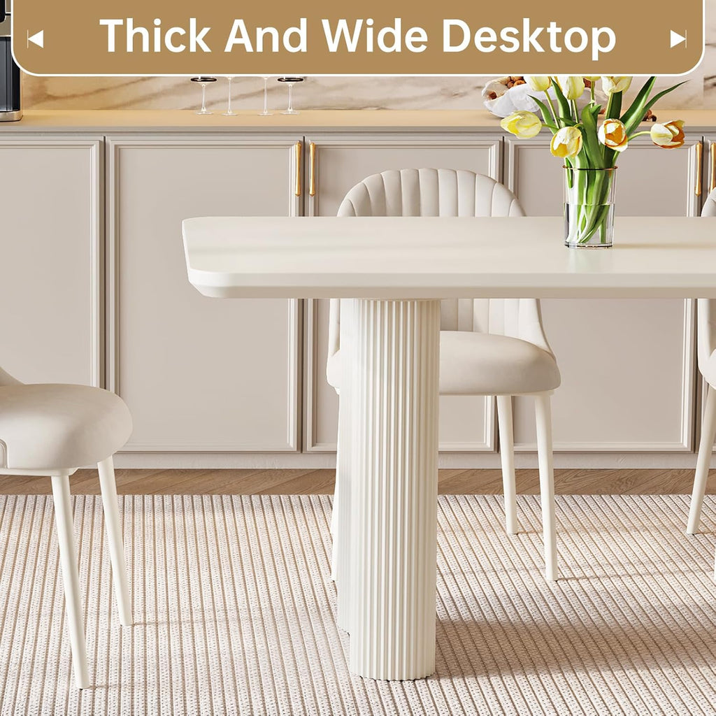Guyii 78.97" White Rectangular Dining Table, Modern Kitchen Table, Indoor Dining Table for Kitchen, Bar, Living Room, Small Spaces, Easy Assembly, Table Only
