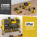 Power Tool Organizer Wall Mount with Charging Station,4 Layer Heavy Duty Metal Storage Rack with 8 Cordless Drill Holder,Battery Utility Rack Gift for Garage workshops Room(Yellow)