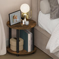 Furinno Turn-N-Tube Night Stand, 2-Tier Small Round Nightstand, Toolless Assembly End Table with Open Shelf, Bedside Table, Side Table, for Bedroom, Closet, Dorm, Amber Pine