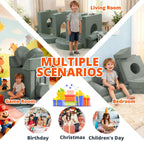Fvkind Modular Kids Play Couch 16pcs, Toddler Couch for Playroom, Bedroom, Toddler Modular Play Sofa, Kids Sofa Building Fort with Convertible Foam Cushion for Boys and Girls, Green