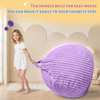 HABUTWAY 2FT Bean Bag Chair, 2' Bean Bag Chairs with Memory Foam Filled, Small Comfy Beanbag Chair with Stripe Plush Cover for Living Room Bedroom Dorm，Purple