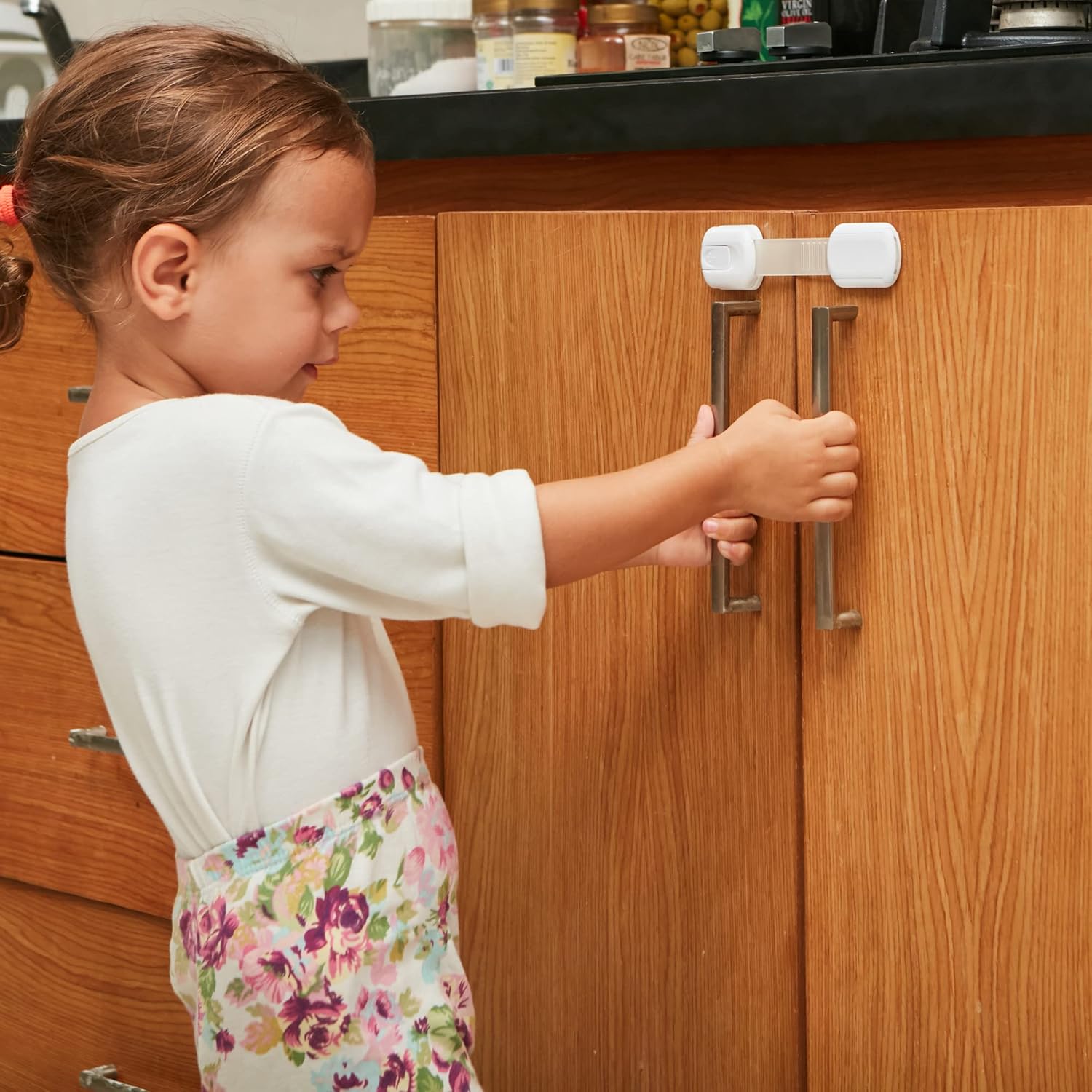 Child Safety Strap Locks (12 Pack) Baby Locks for Cabinets and Drawers, Toilet, Fridge & More. 3M Adhesive Pads. Easy Installation, No Drilling Required, White