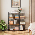 HOOBRO Wedge End Table and Wire Cube Storage Organizer, Recliner Wedge Side Table, 9-Cube Shelves, Modular Shelves with Metal Grid, DIY Closet Cabinet BF64UBZ01G1-BF09CW01