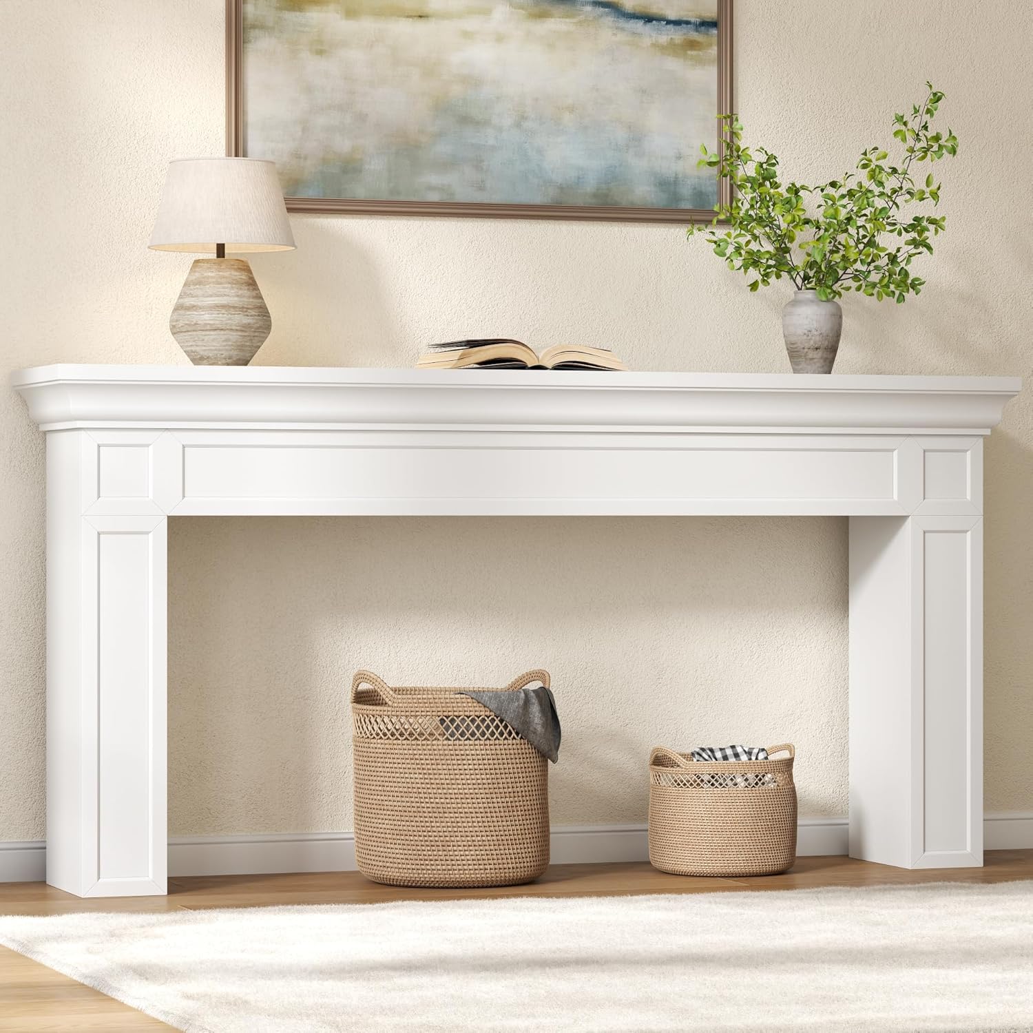 Loomie 63" Long Console Tables for Entryway, Modern Rectangular Sofa Table Behind the Couch, Narrow Long Entry Accent Table for Living Room, Entrance, Hallway, Foyer (White)