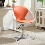 VipDesk Swivel Accent Office Chairs Set of 2, Modern Soft Foam Lounge Chair with Egg Back, Comfy Adjustable Chair for Living Room Bedroom Reading Room Office, Chrome Base - Orange