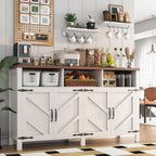 knoworld Buffet Sideboard with Storage Farmhouse with 4 Doors, 55'' Large Kitchen Storage Cabinet Wood Coffee Bar Cabinet Buffet Table with Shelves for Kitchen, Dining Room, Entryway