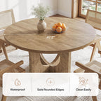 Tribesigns 47" Round Dining Table for 4-6, Circle Wooden Farmhouse Kitchen Table with Pedestal Base, Dinner Table for Kitchen, Living Room, Apartment, Easy Assembly, Rustic Brown
