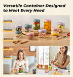6 Pack Overnight Oats Containers with Lids, Wide Mouth Mason Salad jars 16oz, Glass Jar with Airtight Lids, Salad Meal Prep Jars for Food Storage, Overnight Oats Jars for Milk, Fruit