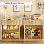 Fluted Buffet Cabinet with Storage, 31.5" Sideboard Cabinet, Coffee Bar Cabinet with 2 Doors and Adjustable Shelf for Living Room, Kitchen, Entryway, Natural