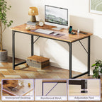PRAISUN 47 X 20 Inch Office Computer Desk with Power Outlets and USB-C Port, Larger Gaming Desk, for Home Office, Study, Bedroom, Writing Work from Home Table, Metal Frame, Rustic Brown