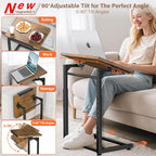 Tv Tray Table Set of 2, 8-Level Adjustable Height Couch Side Table，90° Tilt Angle Adjustments C-Shaped End Table, with Phone & Tablet Slot Sofa Computer Desk for Couch, Sofa, Bed, Chair, Living Room