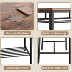 IRONCK Dining Table Set for 4, Kitchen Table with Upholstered Bench and 2 Chairs, Kitchen Table and Chairs Set for Small Space, Apartment, Rustic Brown