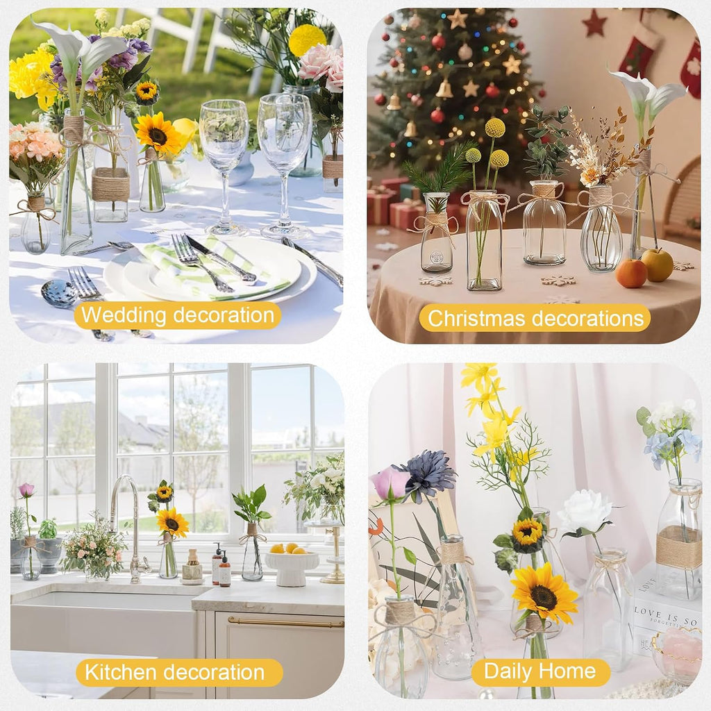 Glass Bud Vases Set of 12,Small Clear Glass Vases for Flowers 5.5 to 8.9Inch,Vintage Boho Glass Vases for Table Centerpieces, Decorative Vases for Wedding Farmhouse Homes,Bathroom Countertops