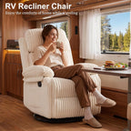Korser Rocking Recliner Chair, Nursery Rocker Chair for Adults, Small Recliners for Small Spaces, Swivel Rocker Recliner with Cushion, Upholstered Rocking Chairs for Living Room, RV, Corduroy
