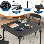 5 Piece Set Folding Card Table and Chairs, Portable Foldable Table with 2 PU Padded Chairs, Lightweight Dining Set for Indoor Outdoor, Camping, Parties, RV