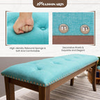 MAISON ARTS 44'' Upholstered Dining Room Bench, Padded Vintage Dining Bench with Solid Wood Legs and Button-Tufted for Kitchen, Living Room, Hallway