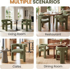 HNY Modern Green Dining Chairs Set of 6, Chenille Upholstered Dining Room Barrel Chairs with Solid Wood Frame, Comfy Accent Kitchen Armchairs with Open Back, Vanity Side Chairs for Living Room Bedroom