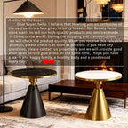 BeautyVerve Rock Plate Side Tables for Living Room, Modern Small Round Coffee Table with Like-Marble Hard Top, Metal Base, Outdoor End Table for Patio Bedroom, Corner Desk, 27.6 Inches Diameter