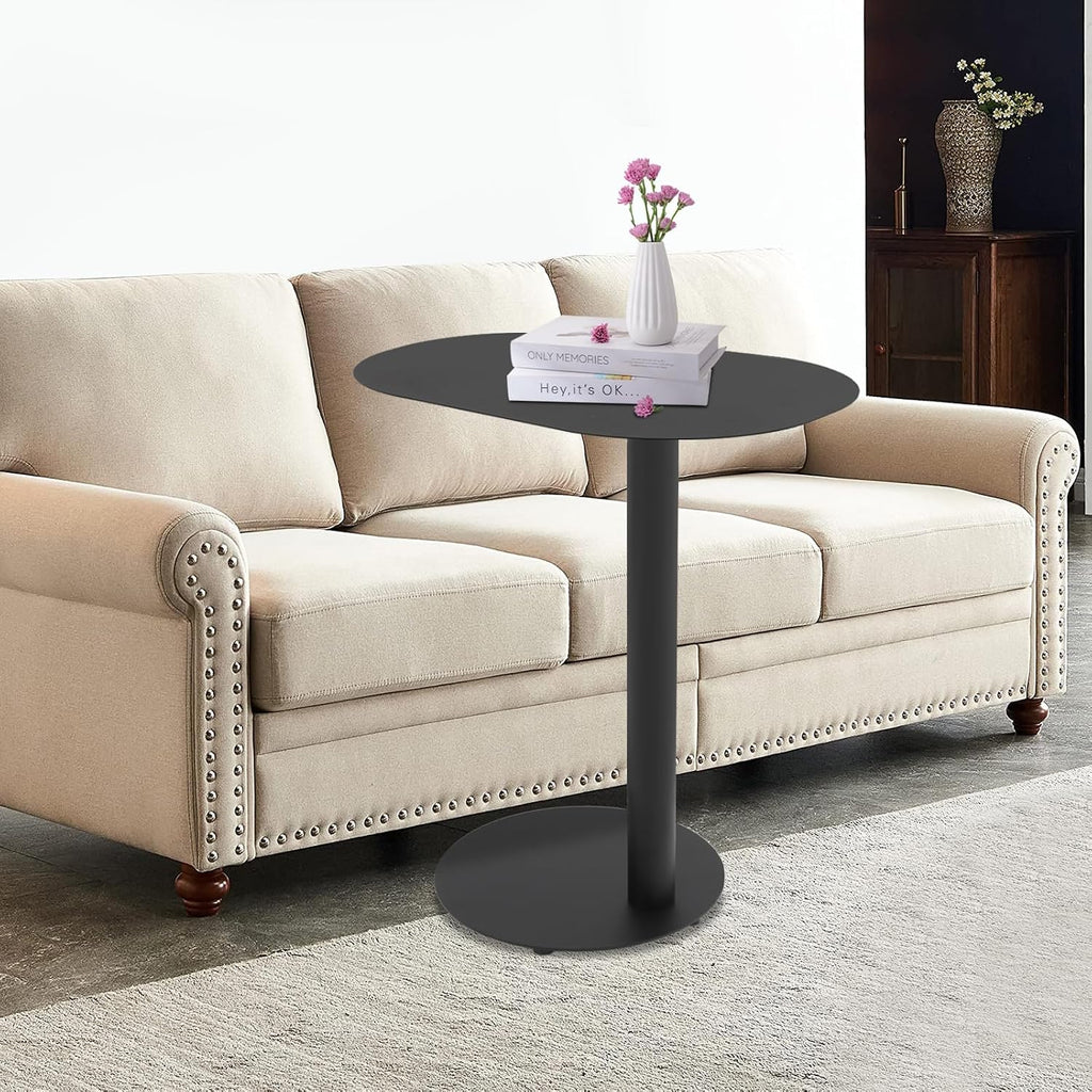 C-Shaped Side Table, H 25" Iron End Table Couch Modern Side Table Laptop Tables Metal Sofa Side Tables TV Tray Under Accent Tables for Living Room Bedroom Bathroom Black