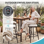 Outdoor Swivel Counter Bar Stools Set of 4, 360° Woven Rope Bar Chairs with Cushioned Seat & Metal Frame, Modern Farmhouse Counter Stools for Patio & Bar Area, Beige