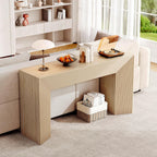 55-Inch Wood Entryway Table with Storage, Narrow Long Sofa Table Behind Couch, Fluted Console Table for Entryway, Hallway, Living Room, Accent Table for Decoration and Organization, Natural Wood