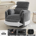 Nursery Rocking Chair, Boucle Upholstery Recliner with 2 Pillow, Swivel Glider Reclinerr, Power Reclining Sofa Chair for Living Room/Office/Apartment/Dark Gray