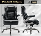Big and Tall 700lbs Office Chair - Adjustable Lumbar Support 3D Flip Arms Heavy Duty Metal Base&Wheels, High Back Large Executive Computer Desk Chair, Thick Padded Ergonomic Design for Back Pain