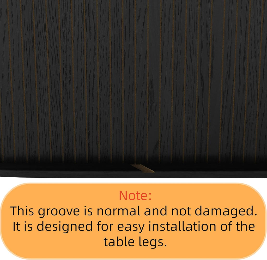 WILLIAMSPACE 70.86" Oval Extendable Dining Table with Striped Legs for 6 to 8, Modern Wooden Kitchen Table with Extension Leaves, Mid Century Dining Room Table, Easy Assemble (55.11"-70.86", Black)
