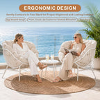 Outdoor Oversized Egg Chairs, Steel Frame Single Living Room Reading Chair with 350 LBS Heavy Duty, Patio Papasan Chair, Thick Cushion Egg Seat and Headrest for Bedroom , Indoor, Porch Garden