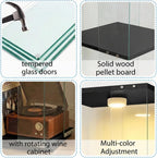 Glass Display Cabinet with Rotating Base, Curio Cabinet with LED Light, 3-Shelf Tempered Glass Display Case for Collectibles, Curio Display Cabinet for Living Room,Home Decor, Black