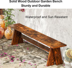 Outdoor Wooden Bench, 16in High Outdoor Garden Bench, 837lbs Load Capacity, Suitable for Patios, Porches, Dining Rooms, Brown(150x41x28.5cm/59x16x11in)