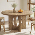 Tribesigns 47" Round Dining Table for 4-6, Circle Wooden Farmhouse Kitchen Table with Pedestal Base, Dinner Table for Kitchen, Living Room, Apartment, Easy Assembly, Rustic Brown