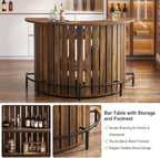 Tribesigns Bar Table with Storage, 4-Tier Arc-Shaped Mini Bar Table with Footrest for Home, Living Room, Rustic Brown (Table Only)